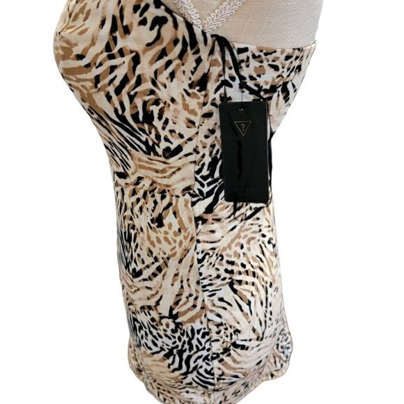 NEW GUESS leopard print spaghetti strap mini dress with cut-out back small - Picture 4 of 6